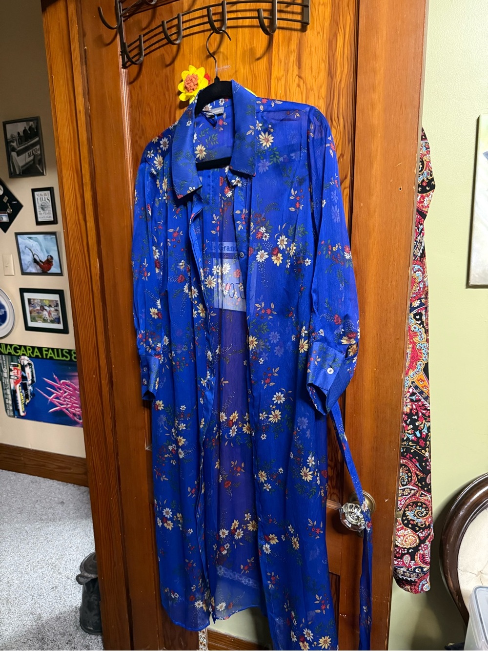 Blue Floral Long Sleeve Men's Shirt